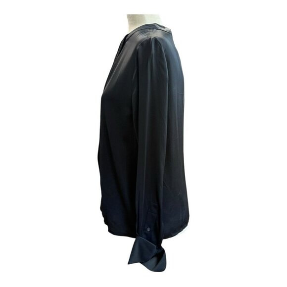 J Crew Womens Satin Drape Top~Size 4~Black Classic Long Sleeve Formal Blouse New - Picture 7 of 12